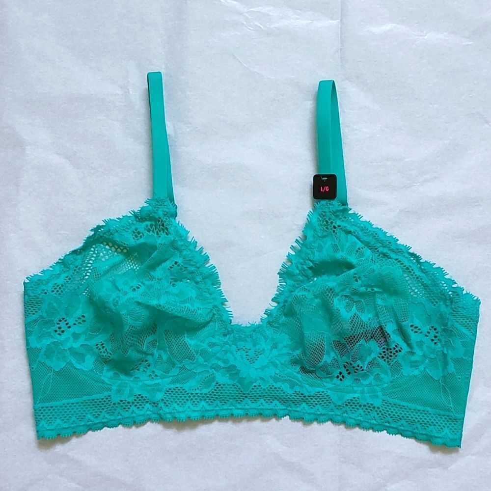 New With Tags La Senza Size Large Lightweight Wireless Teal Lace Bralette - Picture 5 of 12
